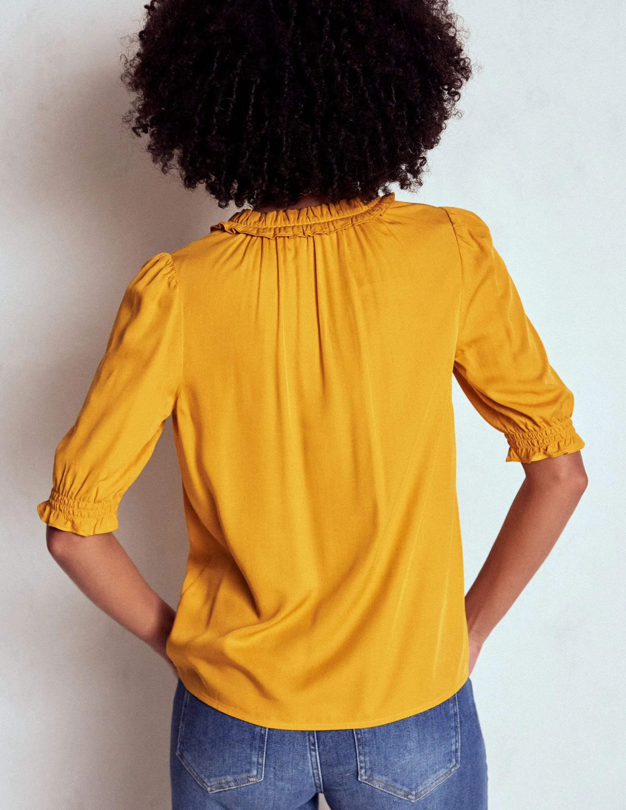Ria Short Sleeve Top-Golden Rye EasyCare Fabric