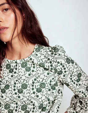 Breathable fabric Embroidered Cotton Top-Ivory