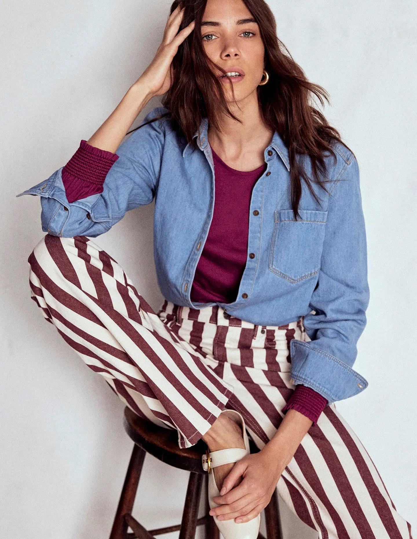 Tear Resistant Reinforcement ReflectiveTrim Smocked Cuff Supersoft Top-Deep Wisteria