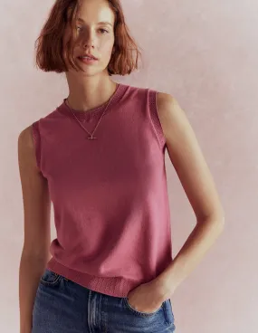 Sleek Wear Emilia Cotton Crew Neck Tank-Pink Heather