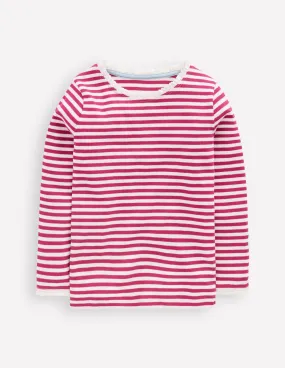 Ribbed Long Sleeve T-shirt-Cherry Jam/Soft Ivory Stripe Formal Occasion regular but not boring