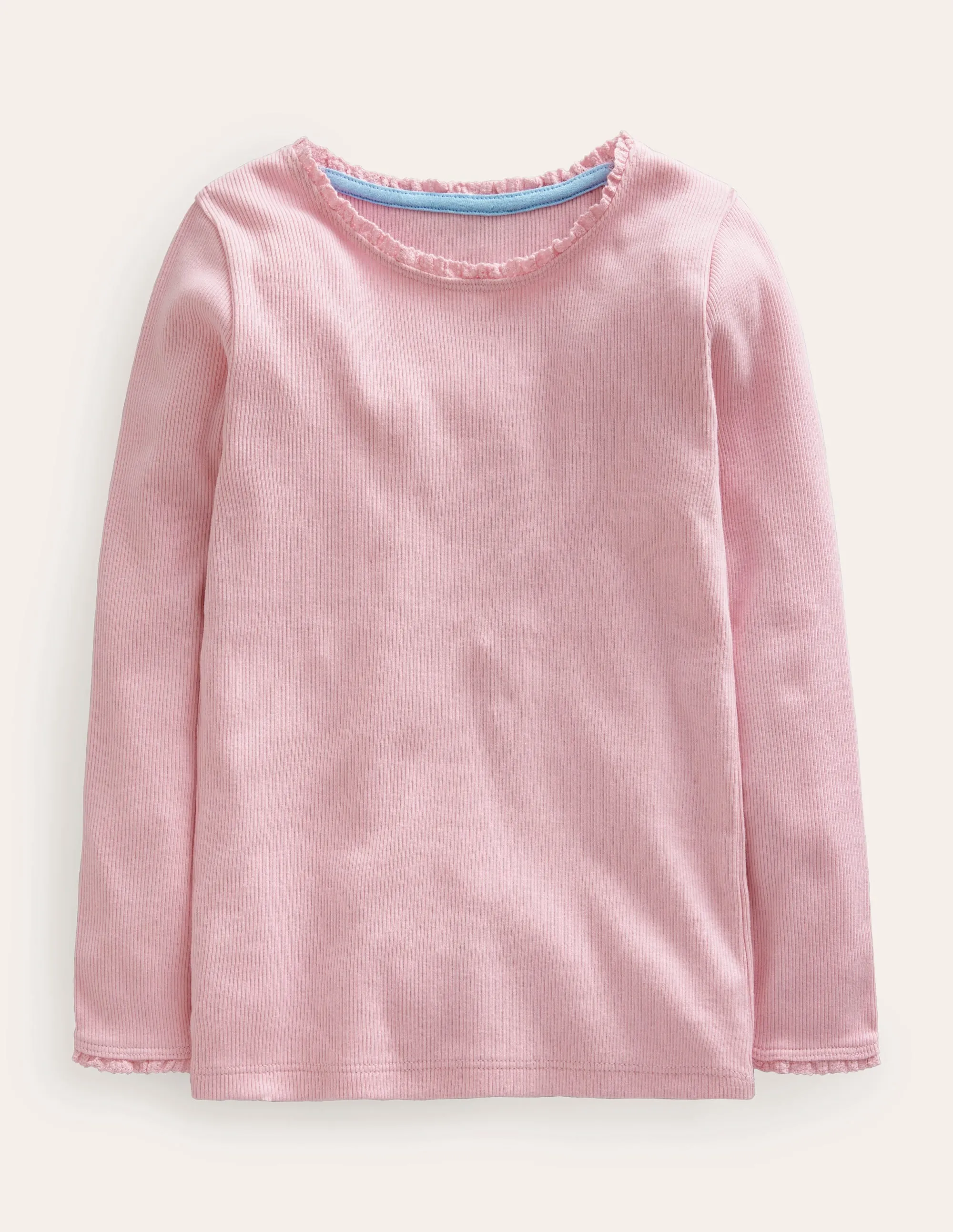 Ribbed Long Sleeve T-shirt-French Pink Chic and Cozy Fresh Style Trend