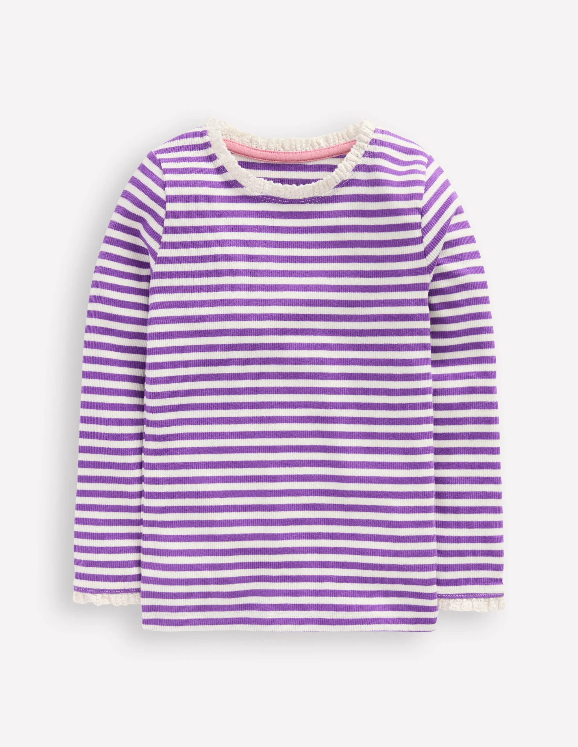Ribbed Long Sleeve T-shirt-Purple Topaz Stripe Fashion and Comfort