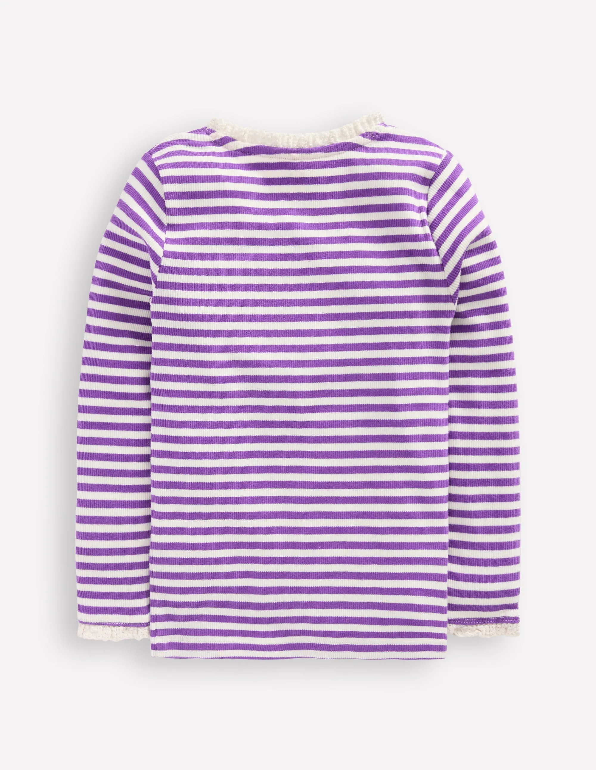 Ribbed Long Sleeve T-shirt-Purple Topaz Stripe Lightweight Weave Comfy Look Wear