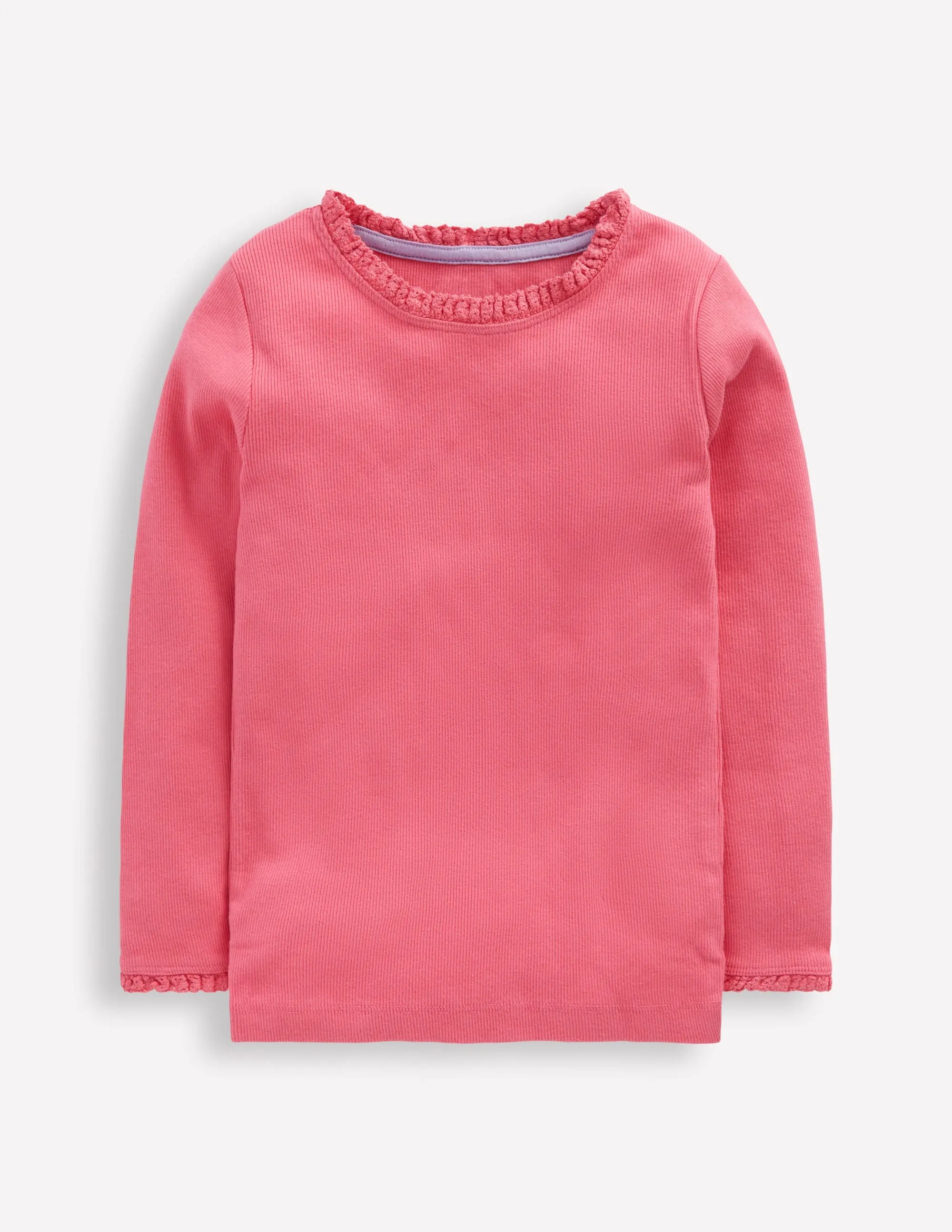 Everyday Look Wear Ribbed Long Sleeve T-shirt-Rose Pink
