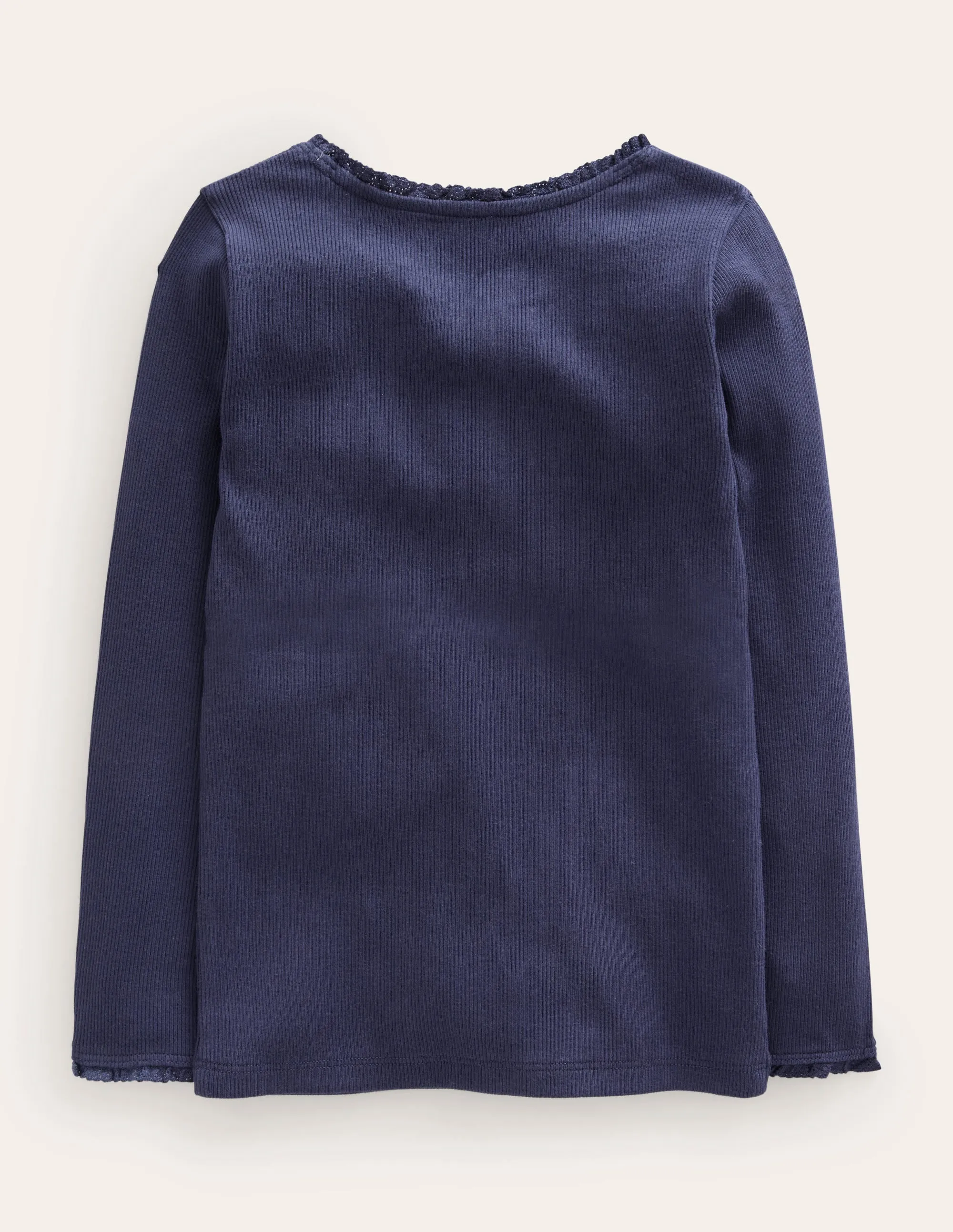 Ribbed Long Sleeve T-shirt-Starboard Blue Formal Occasion
