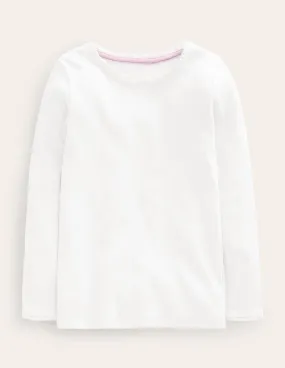 Ribbed Long Sleeve T-shirt-White Casual Layers