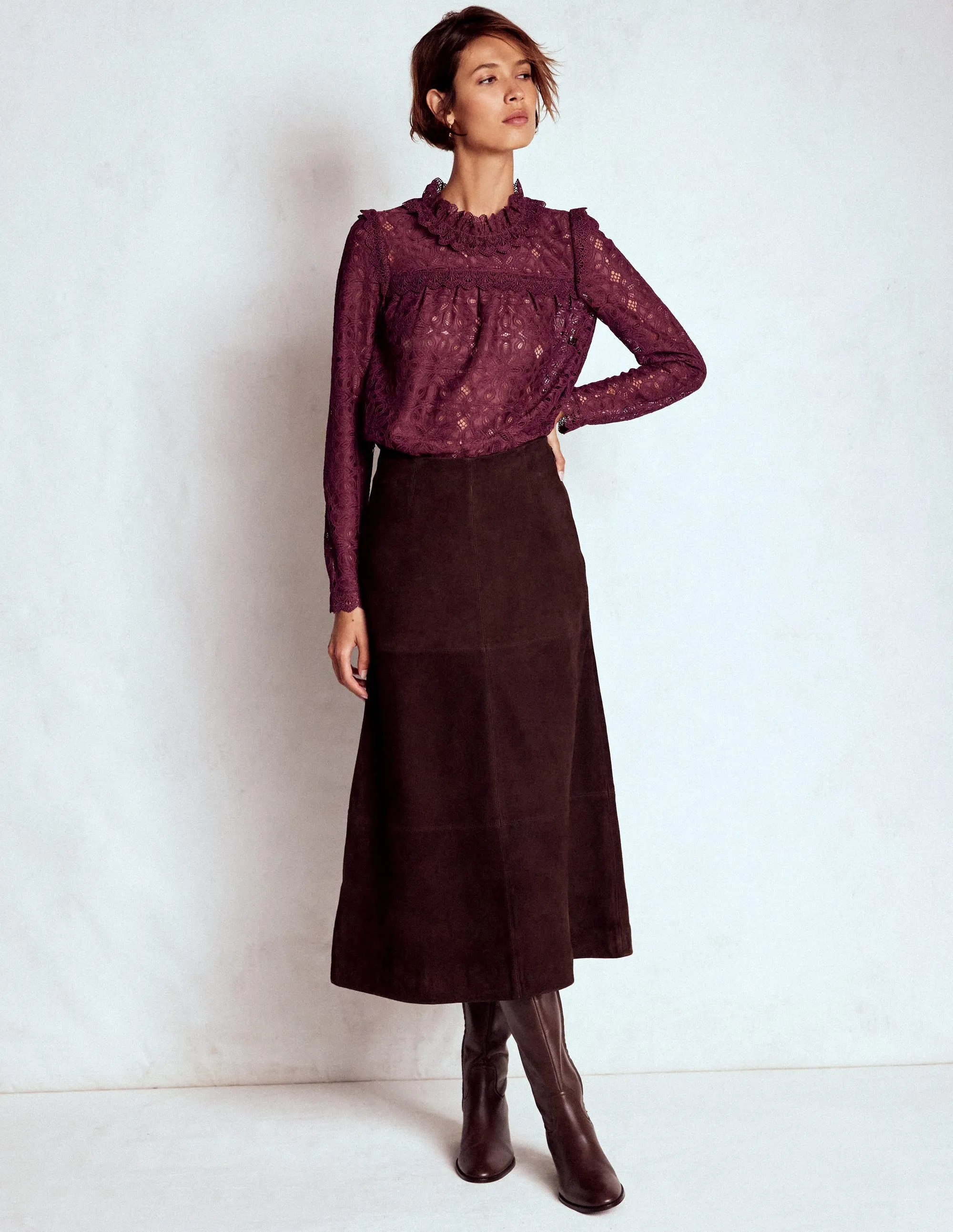 Anti Odor Treatment Lace Trim Detail Top-Deep Wisteria