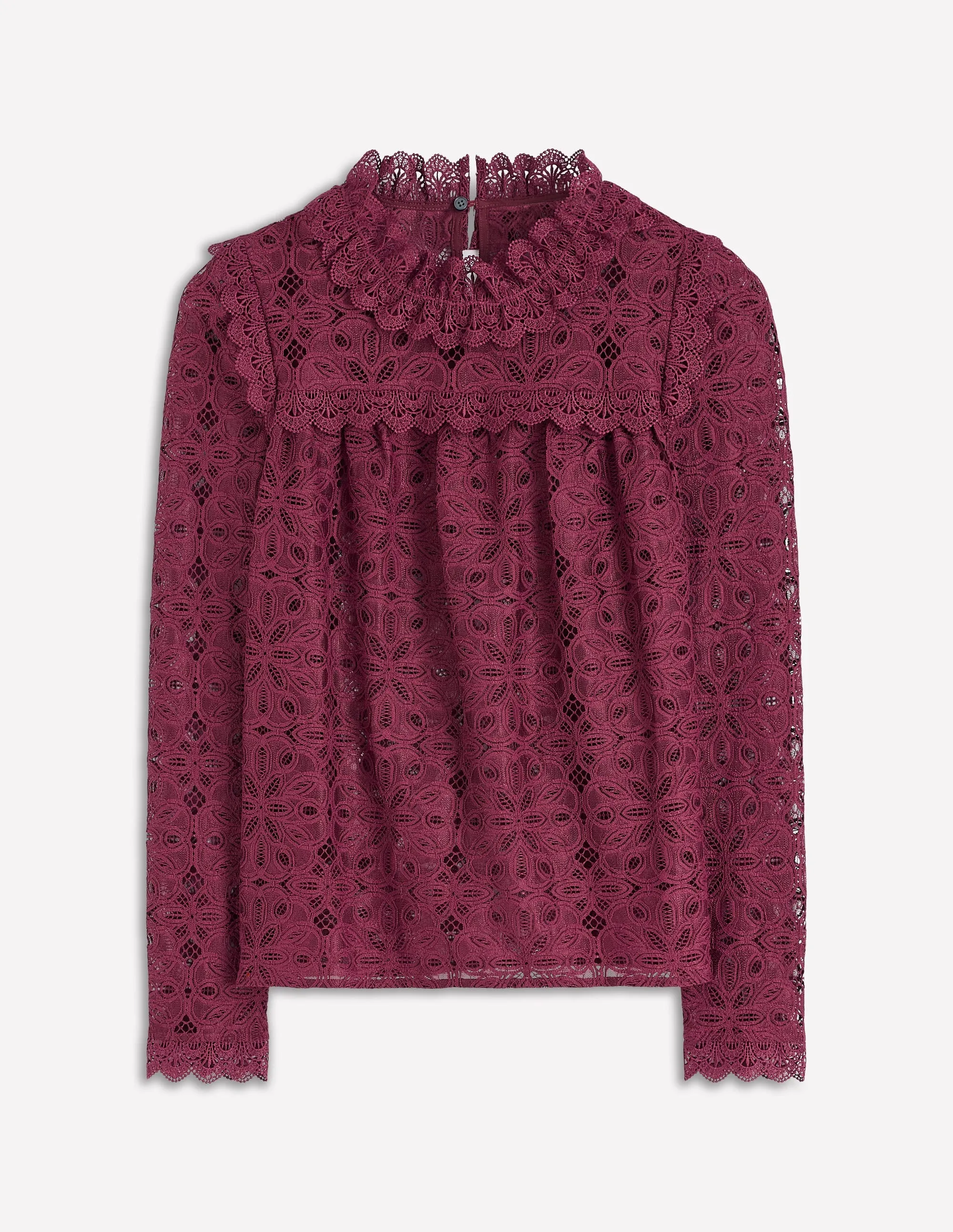 Lace Trim Detail Top-Deep Wisteria Professional Wear