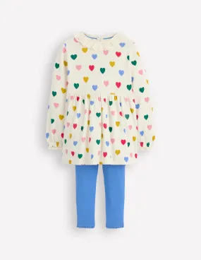 ZeroDistressFinish Ribbed Tunic Set-Soft Ivory Small Hearts