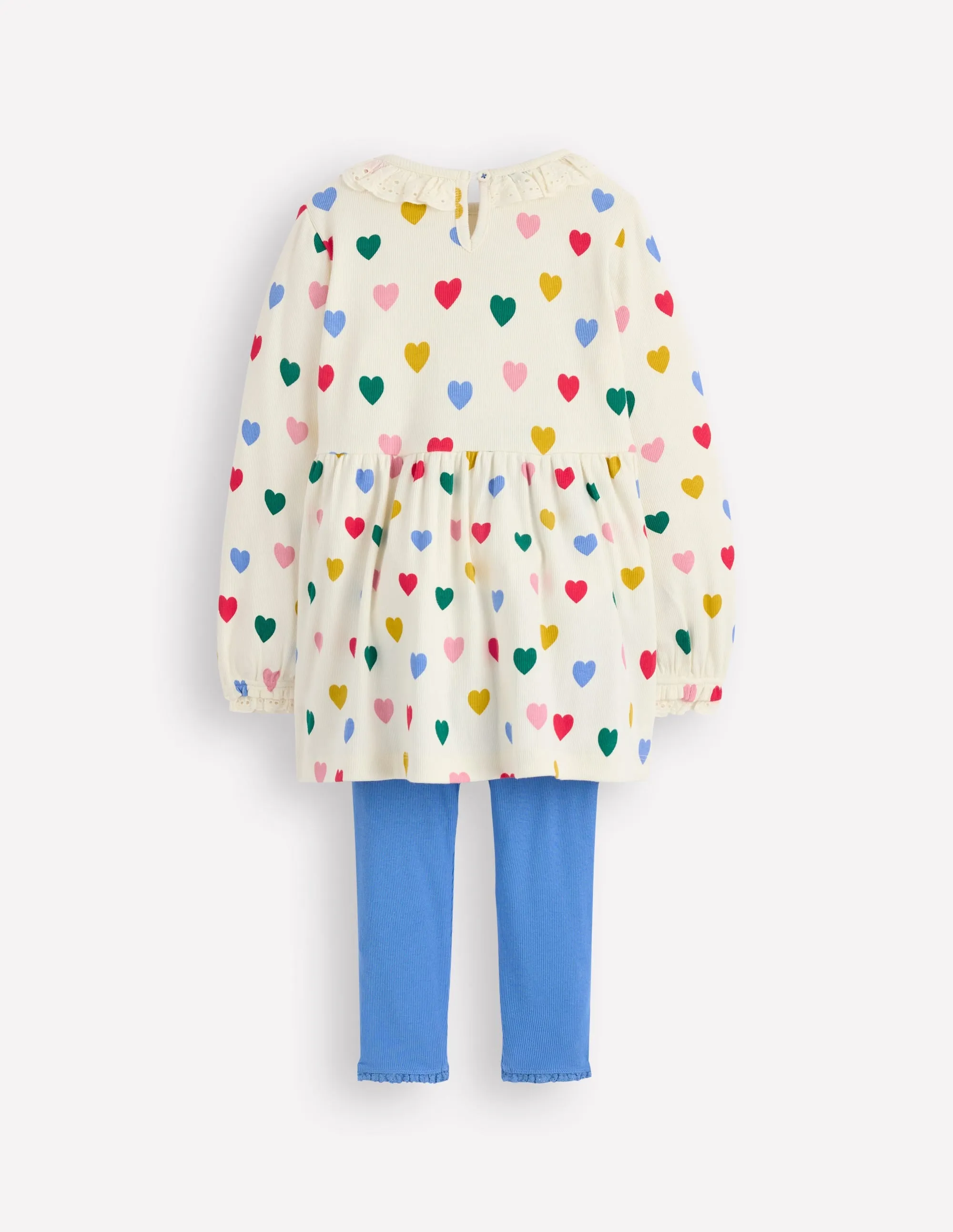 UltraSoftBrushedInterior Perfect for Vacation Ribbed Tunic Set-Soft Ivory Small Hearts