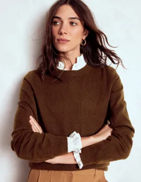 Fresh Style Warm Classic Eva Cashmere Crew Neck Jumper-Mocha