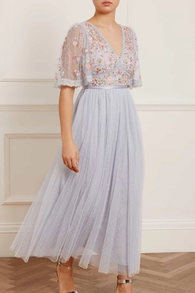 Ribbon Bouquet Bodice Ankle Gown Japan Cool Clean Structure