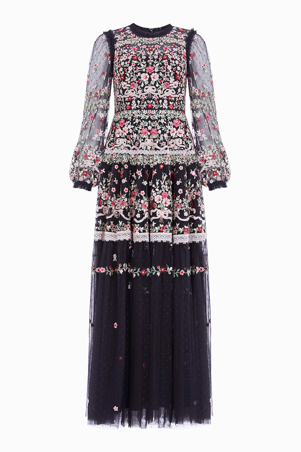 Ribbon Bouquet Gown Ribbed-Texture Cocktail Ready