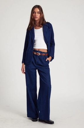 Modular Pocket Layout Rinse Denim Pleated Trousers
