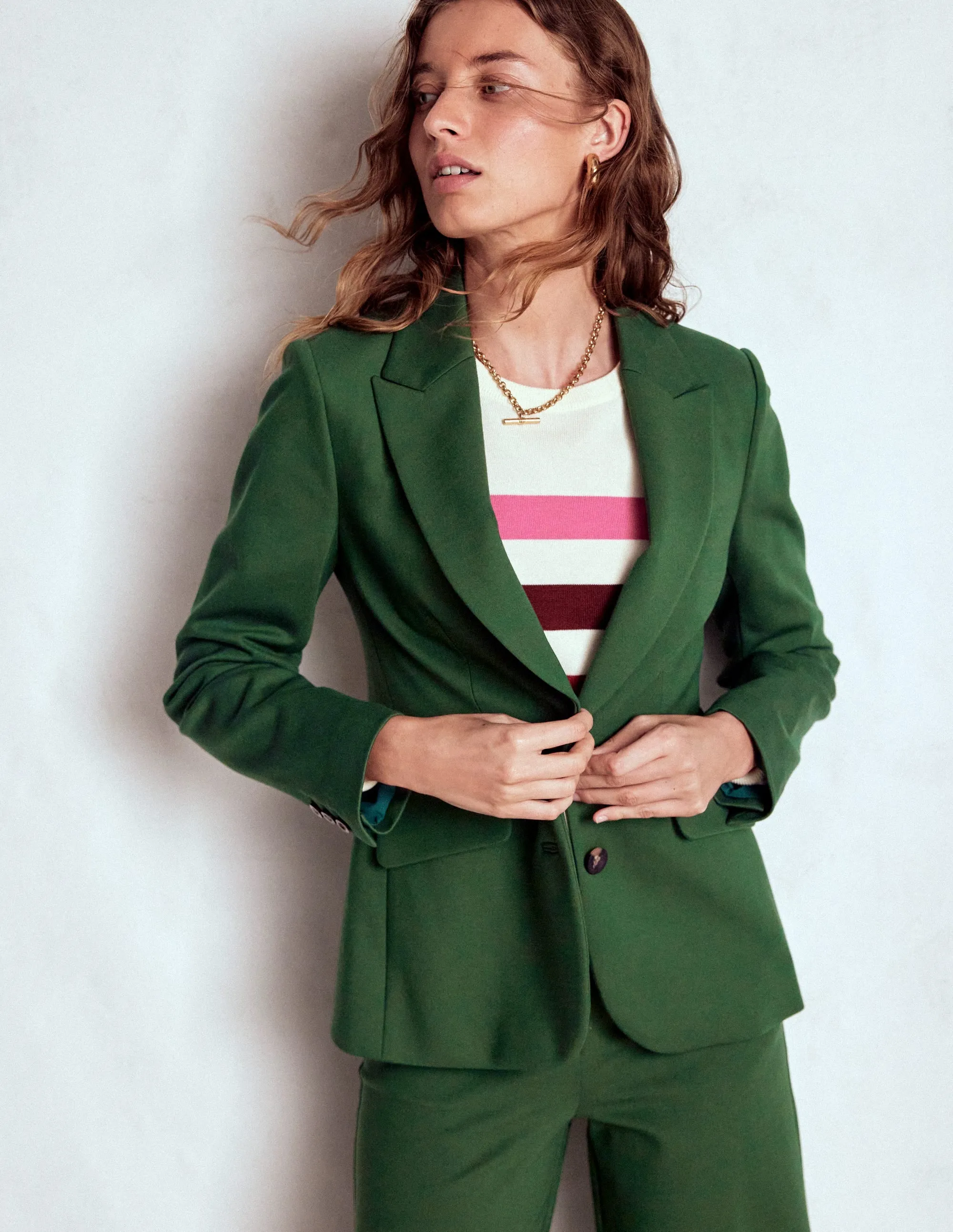 Marylebone Ponte Blazer-Hunter green Soft Lining abrasion resistant coating