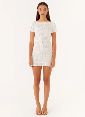 Rita Ruched Mini Dress - White