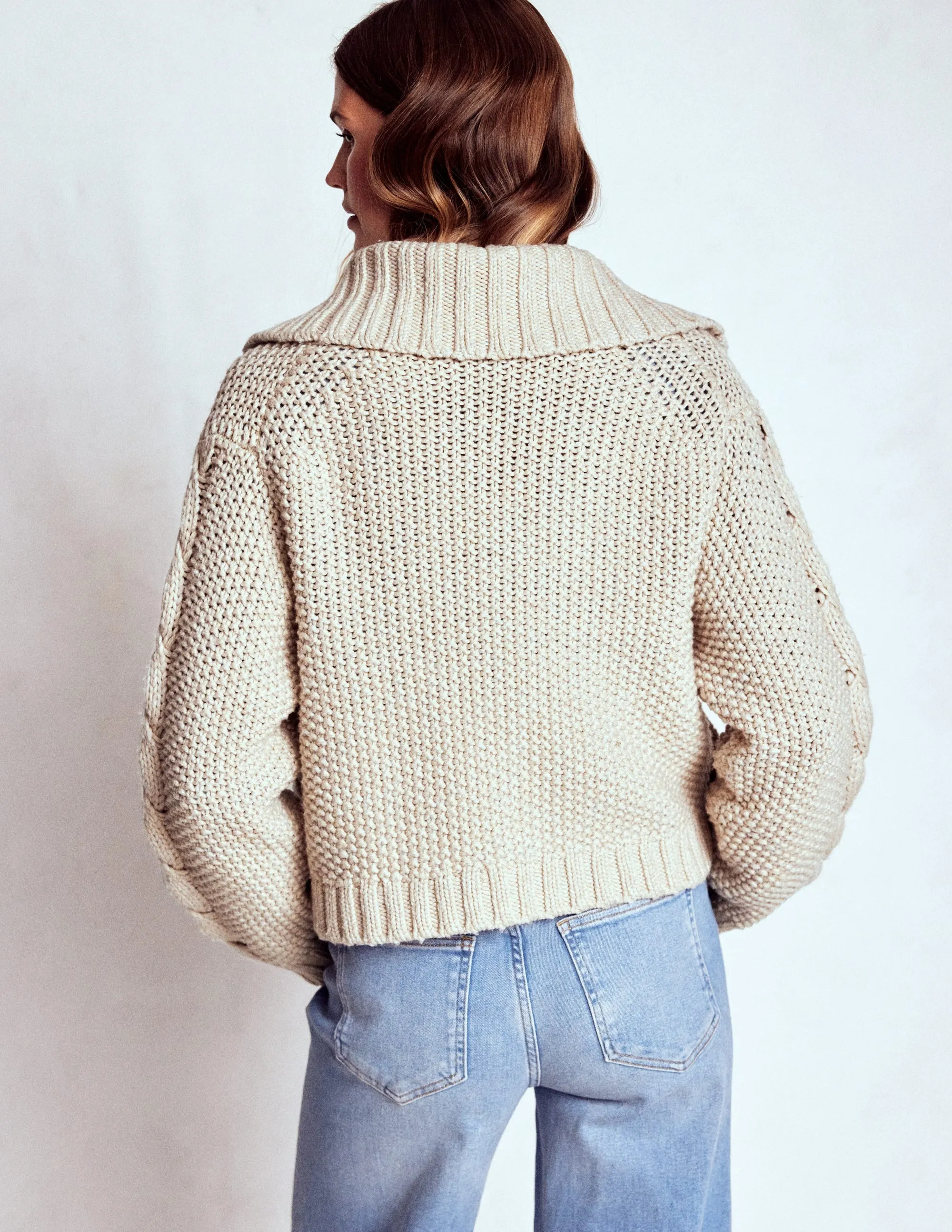 Chunky Marled Cardigan-Oatmeal Street Comforted