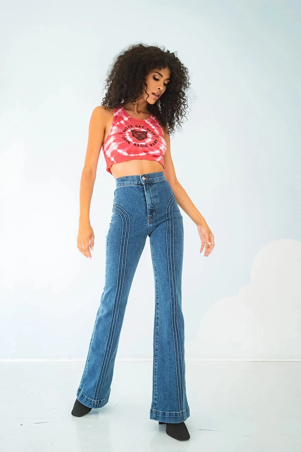 High Rise Design Rollergirl Flares / Blue Clue Wash