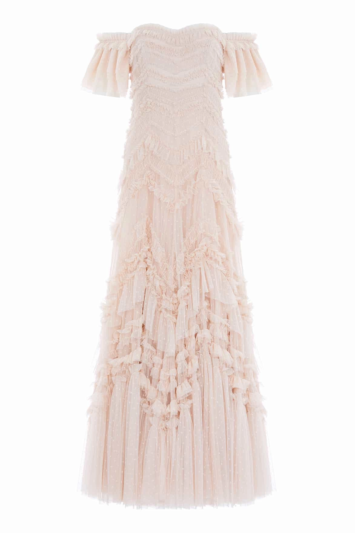 Layering-Piece Work Pairing Elia Off-Shoulder Gown