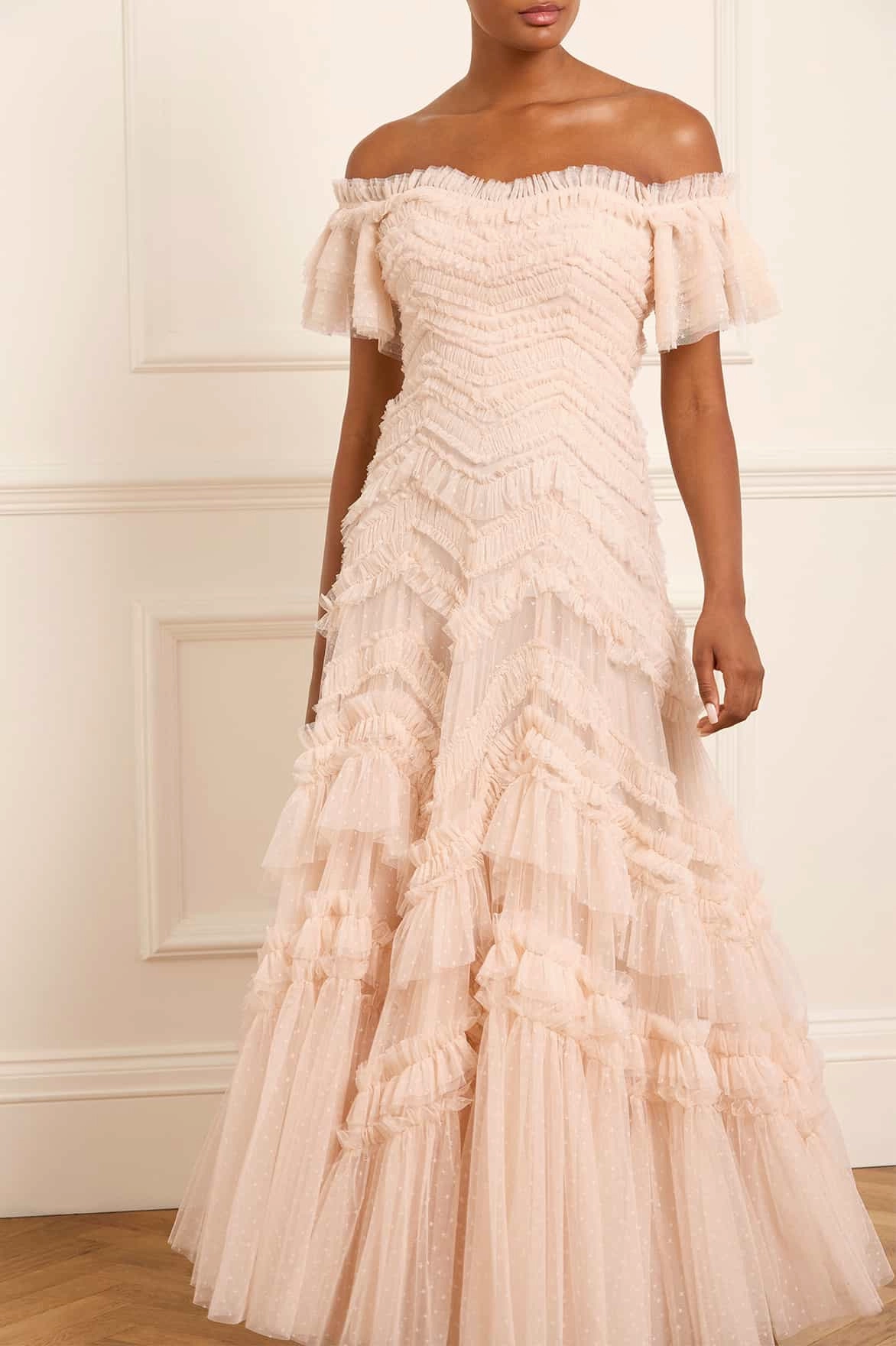 Lightweight-Lining Lightweight Fabric Elia Off-Shoulder Gown