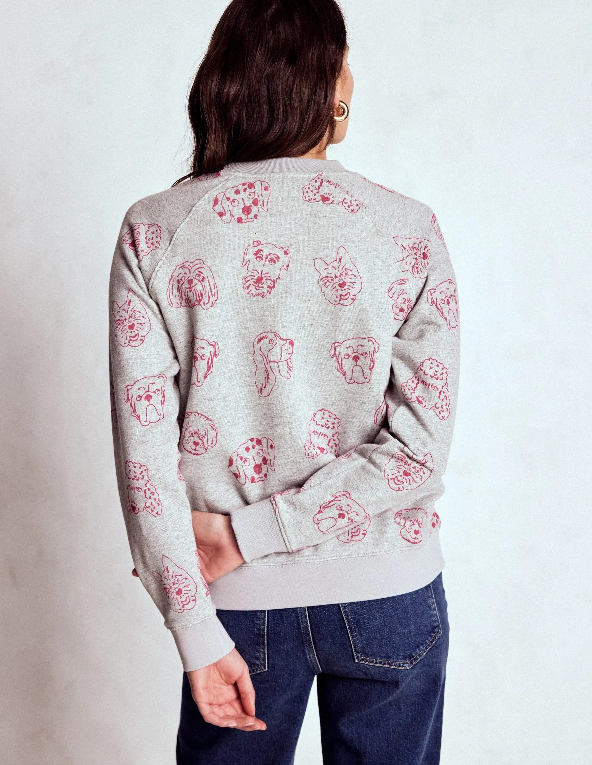 Rosa Printed Sweatshirt-Grey and Pink Yarrow, Dogs Non Restrictive Mobility