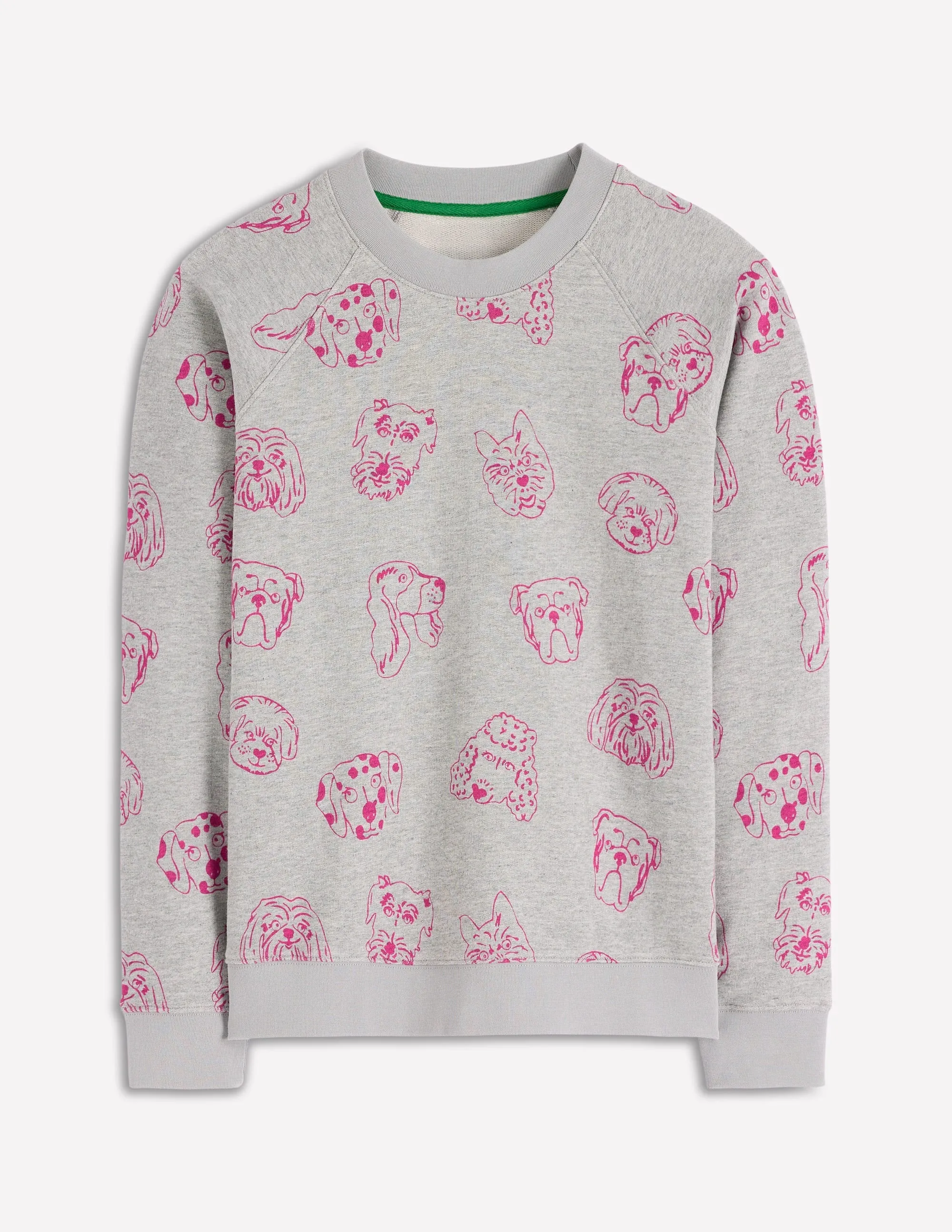 Rosa Printed Sweatshirt-Grey and Pink Yarrow, Dogs Recycled Polyester Fabric