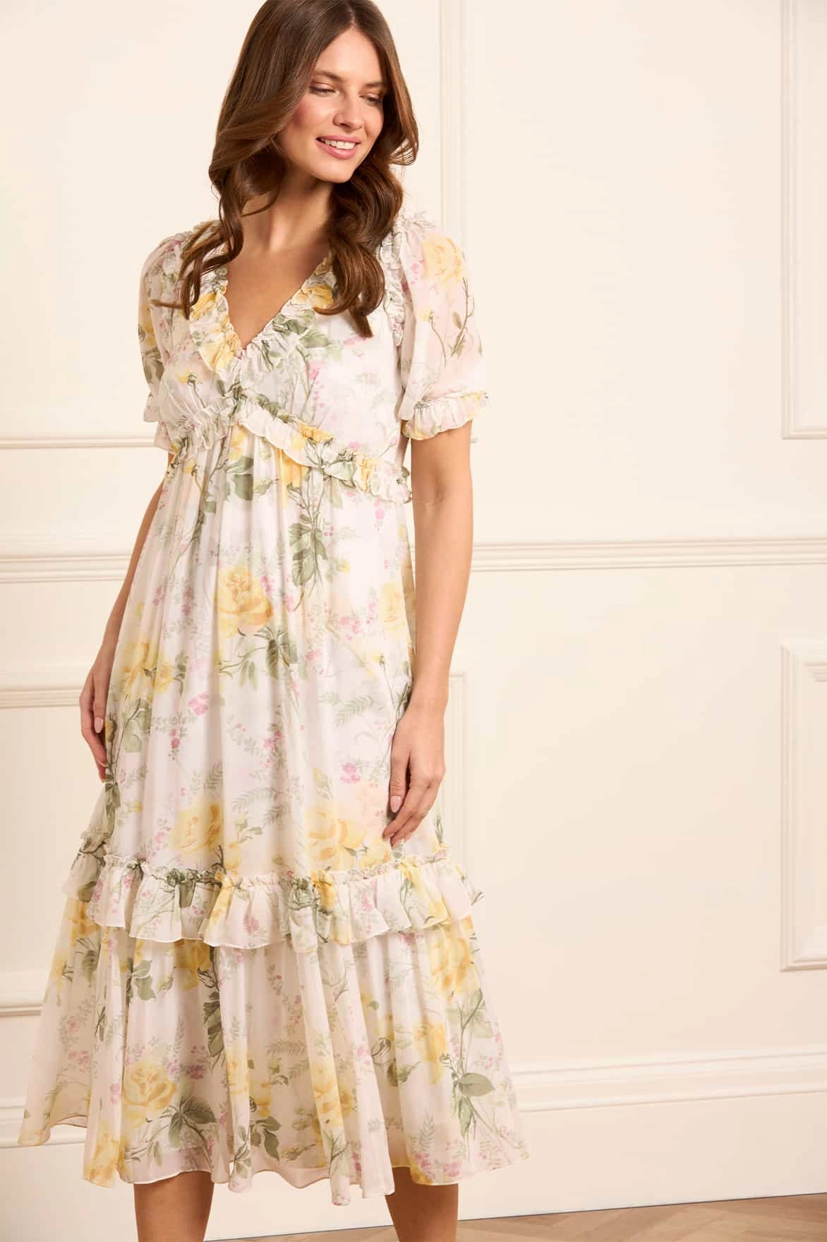 Rose Chiffon Short Sleeve Ballerina Dress Trend Movement Stylish Fit