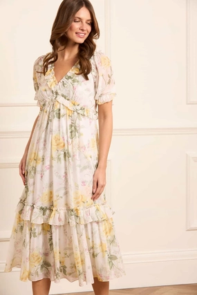 Rose Chiffon Short Sleeve Ballerina Dress Light Comfort