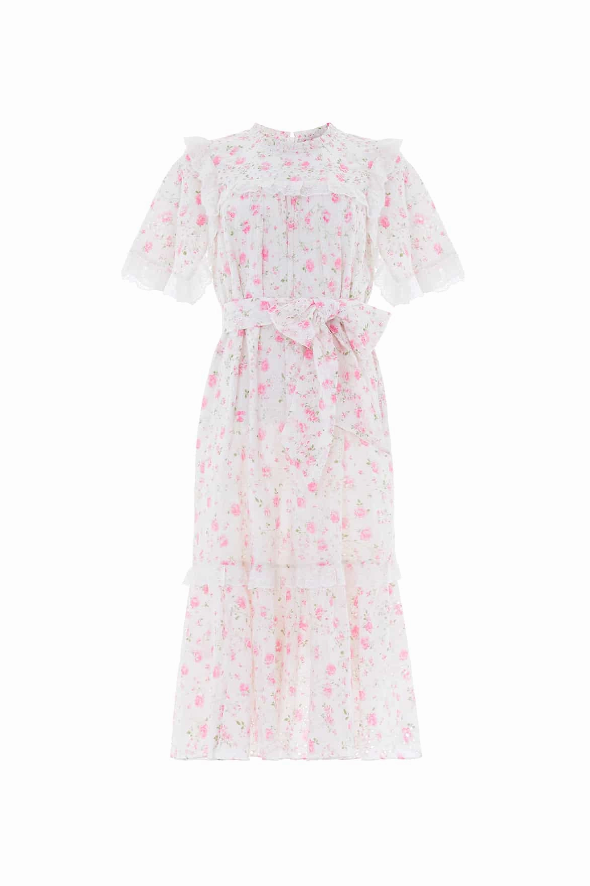 Must Have Elegant brunch outfit Rose Ditsy Cotton Broderie Midaxi Dress
