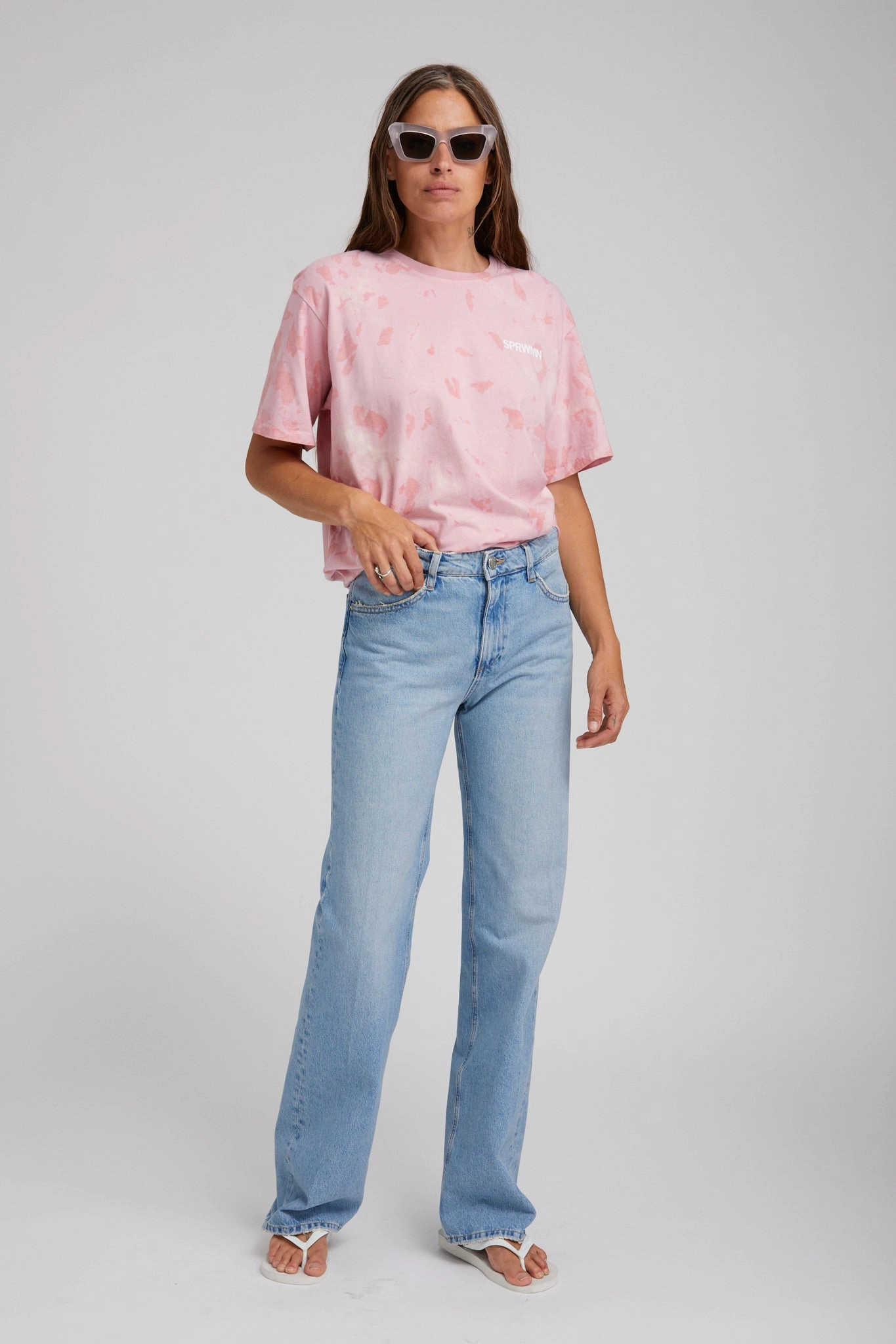 Rose Marble Oversized Logo Tee DualLayer Weave