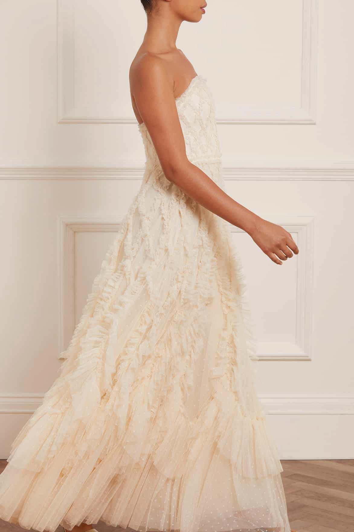 Rosella Ruffle Strapless Gown Simple Style
