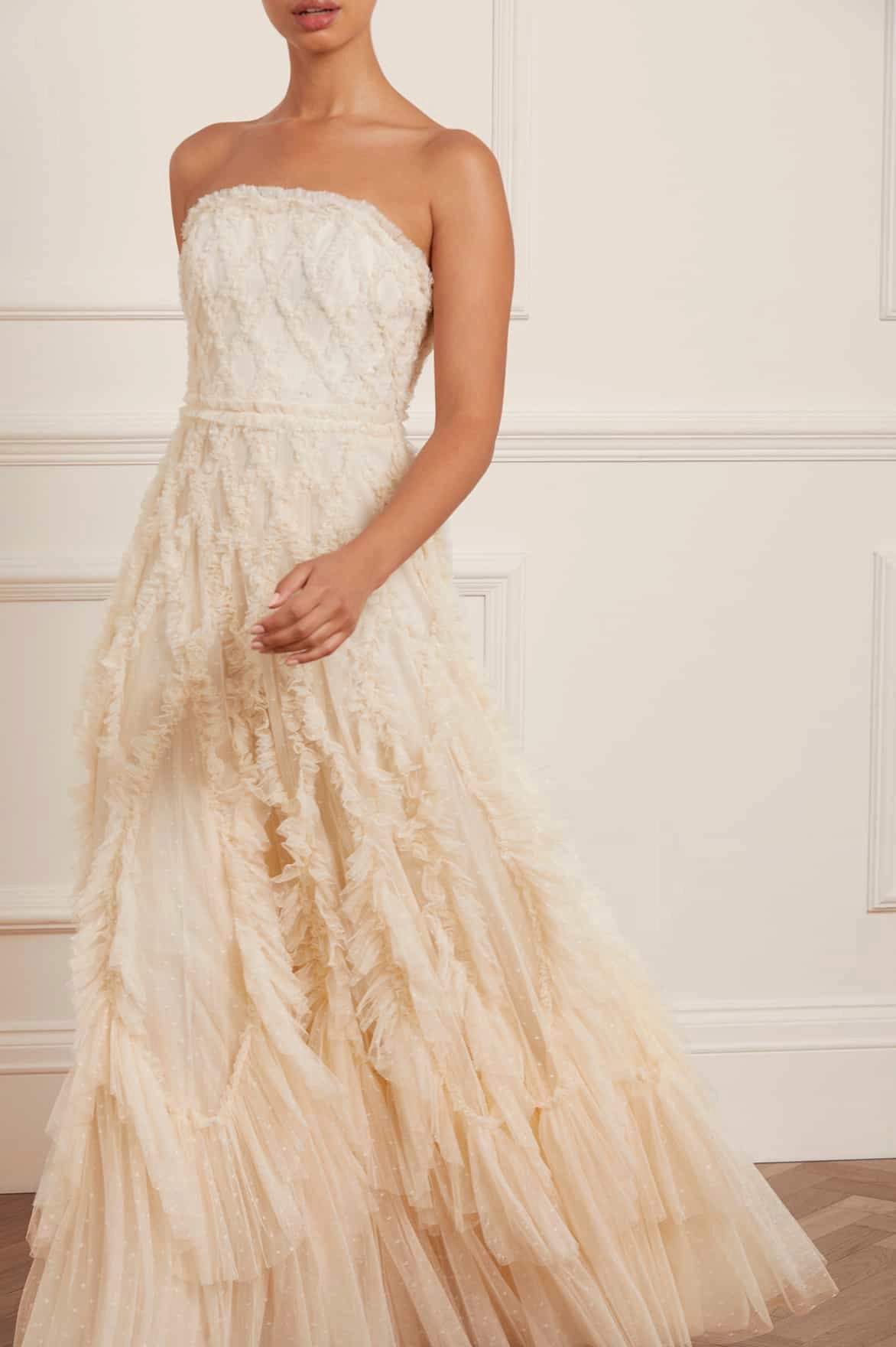 HypoallergenicFiber Evening Ready Rosella Ruffle Strapless Gown