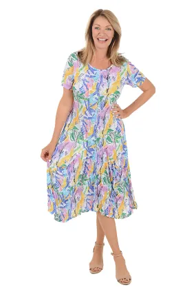 Skin Touch Soft and Stylish Mardi Gras Short Sleeve Draped Dress