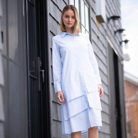 Ruffle shirt dress [Final Sale] Work Fitwear Tulle-Overlay