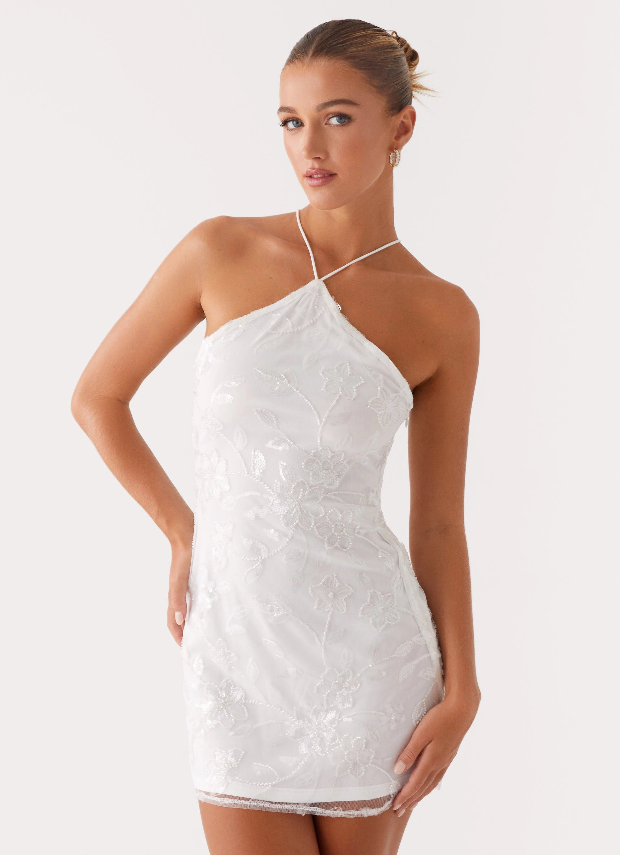 Rumi Beaded Mini Dress - White