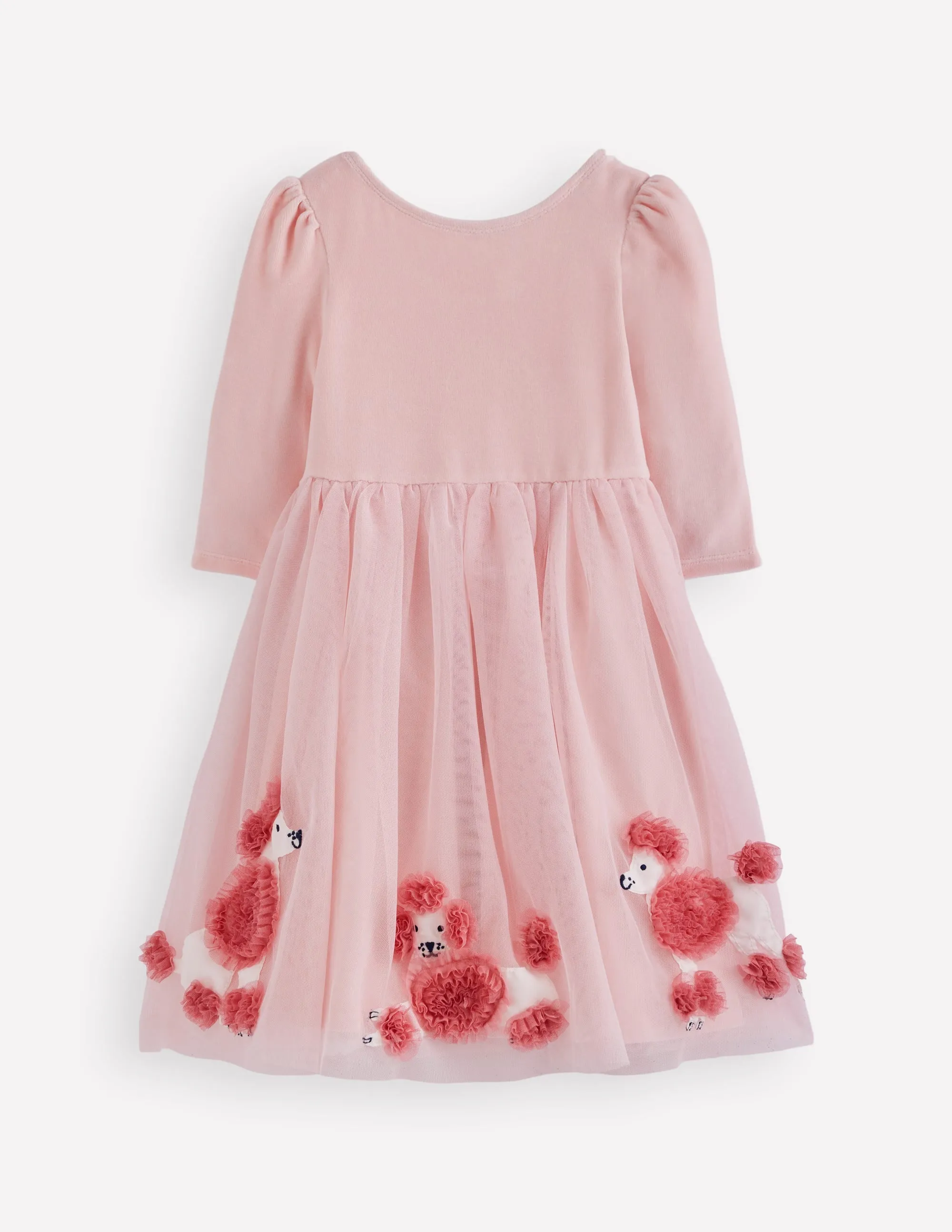 Fashionable Layer Modern Aesthetic Velour Tulle Appliqu Dress-Chalk Pink Poodles