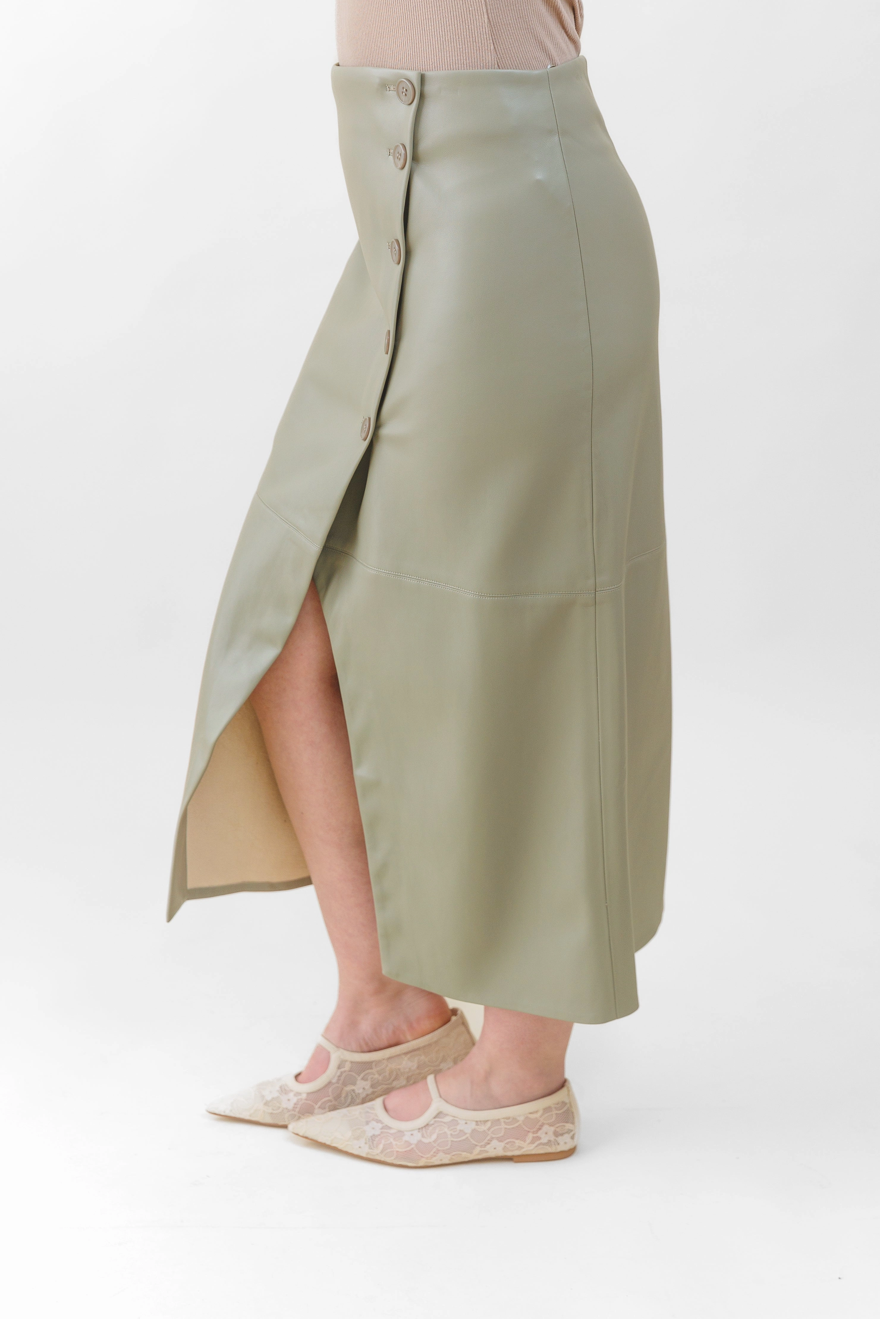 SADIE FAUX LEATHER MIDI SKIRT Washable fabric Everyday Essential