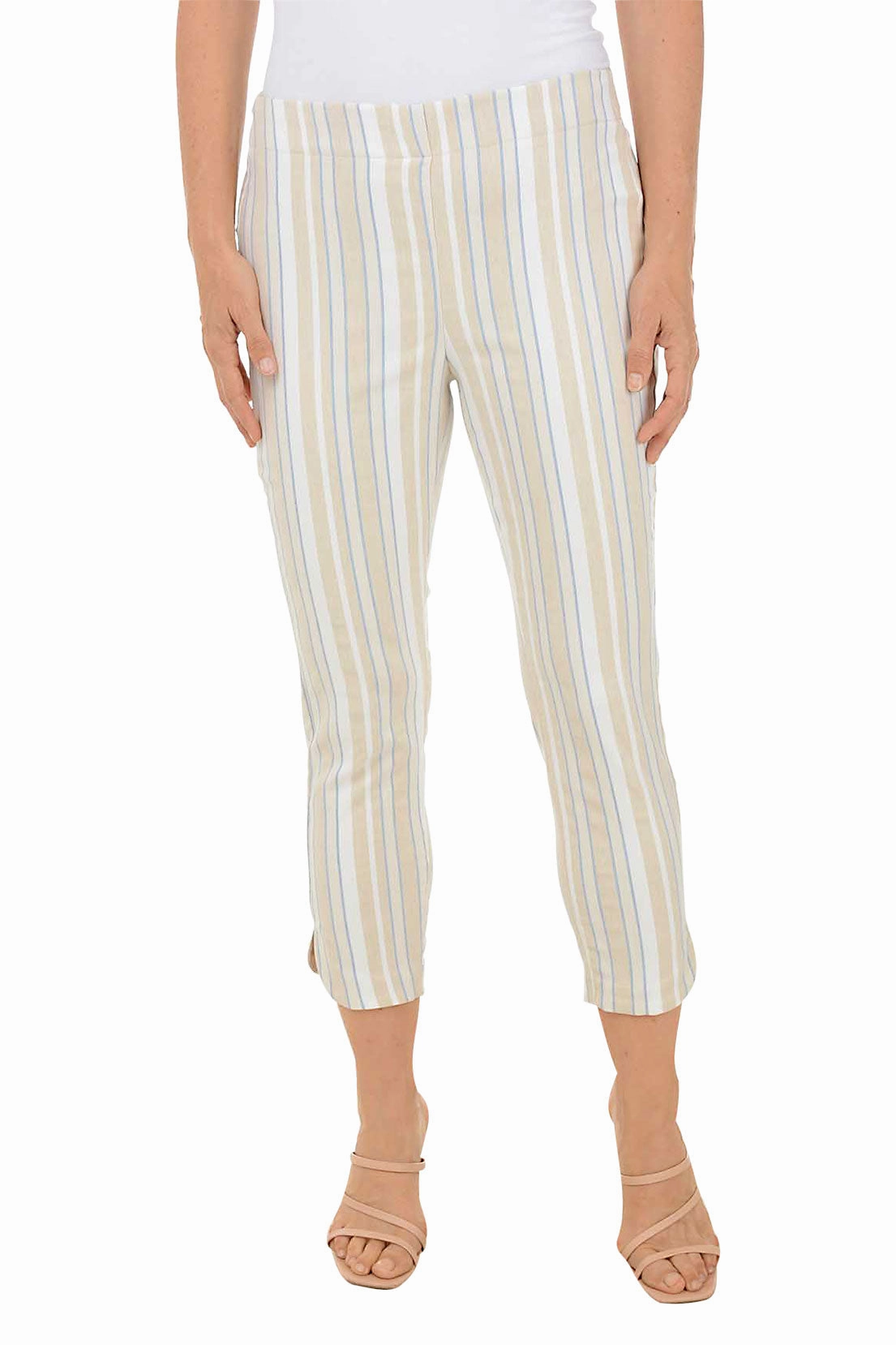 No Fuss Safari Striped Tulip Hem Capri Pant