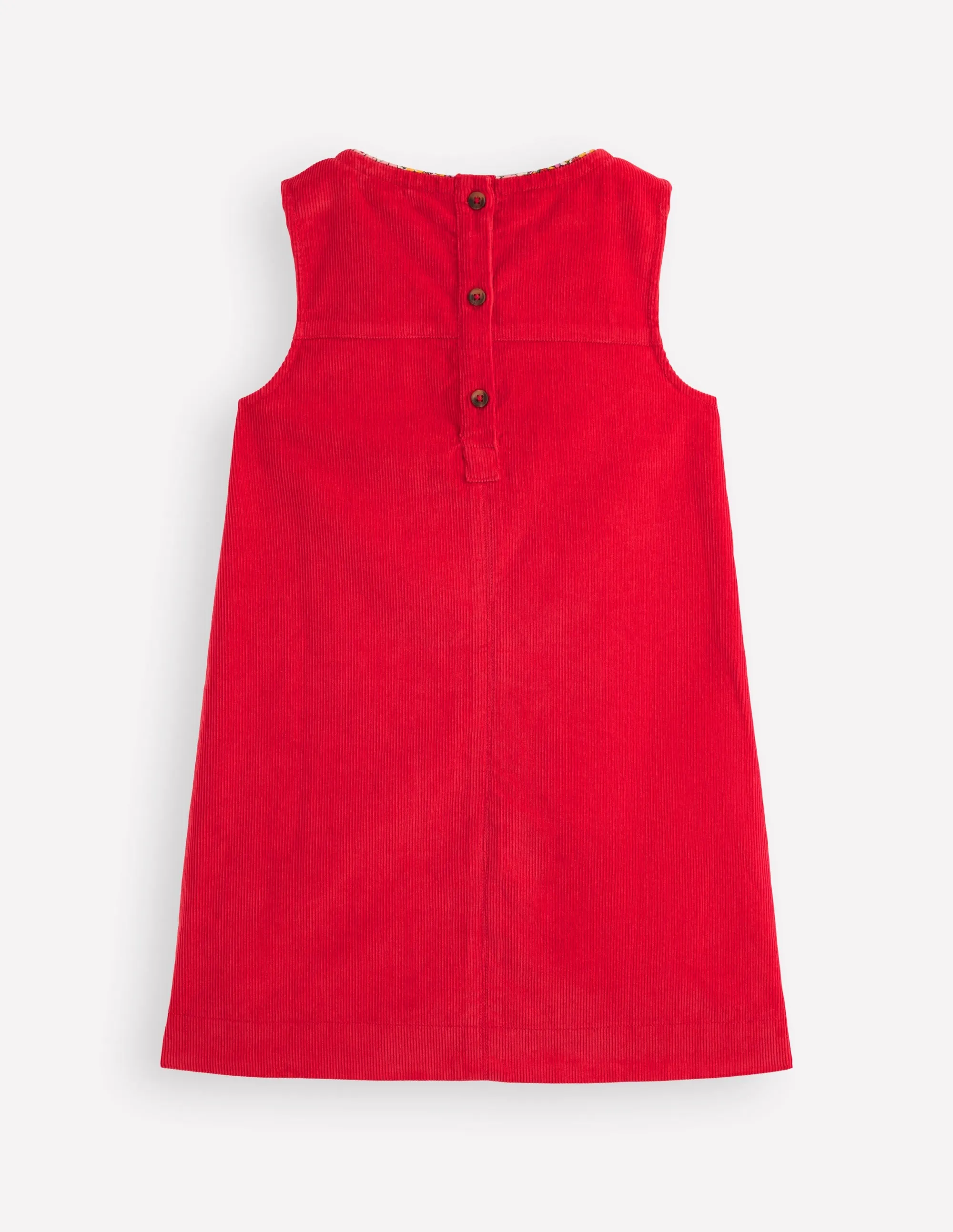 Casual Comfort Saffy Cord Pinafore Dress-Poppy Red