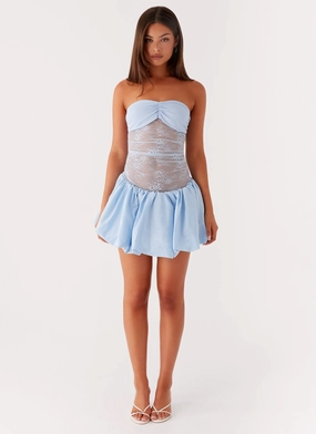 Safina Bubble Mini Dress - Blue