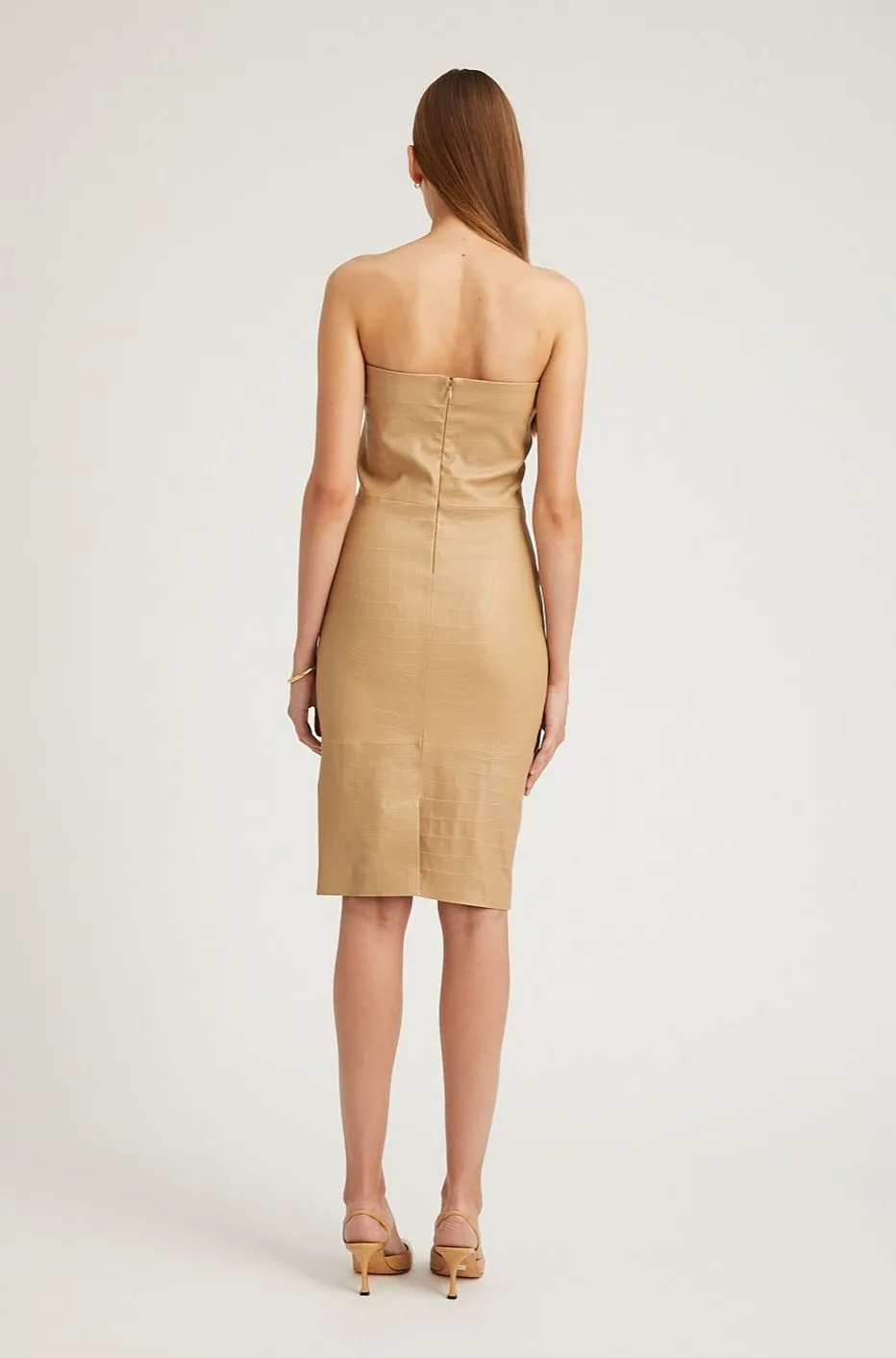 Soft Drape Playful design piece Sahara Embossed Leather Pencil Dress