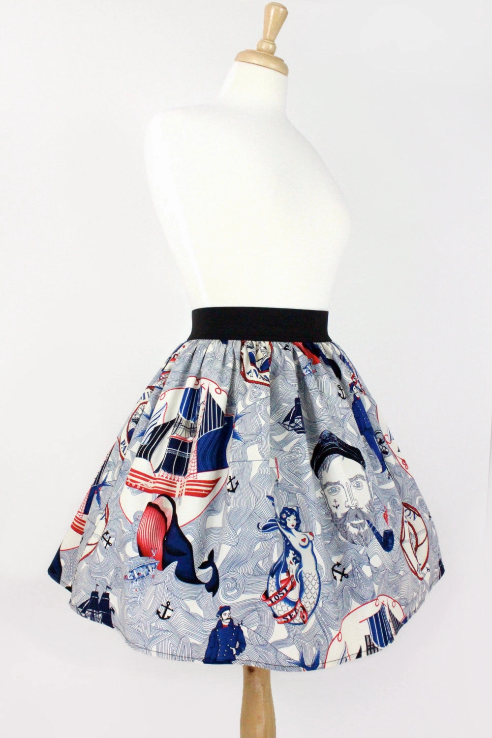 Sailor Jerry Rockabilly Nautical Pleated Skirt  #PS-J111 Cozy Tones Non Irritating Texture
