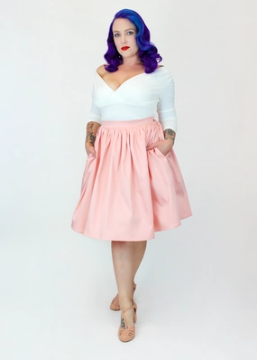 Salmon Pink Pleated Circle Skirt #PC-PP Cultural Heritage Minimalist Trim