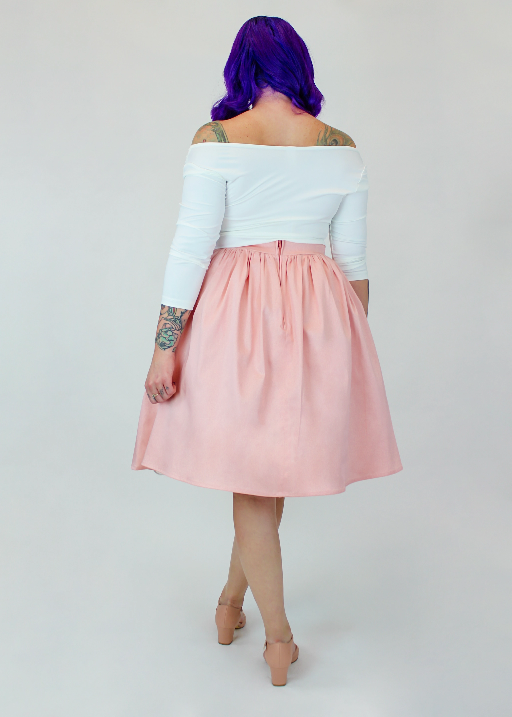 Salmon Pink Pleated Circle Skirt #PC-PP Laser Cut Edges Fresh Mood