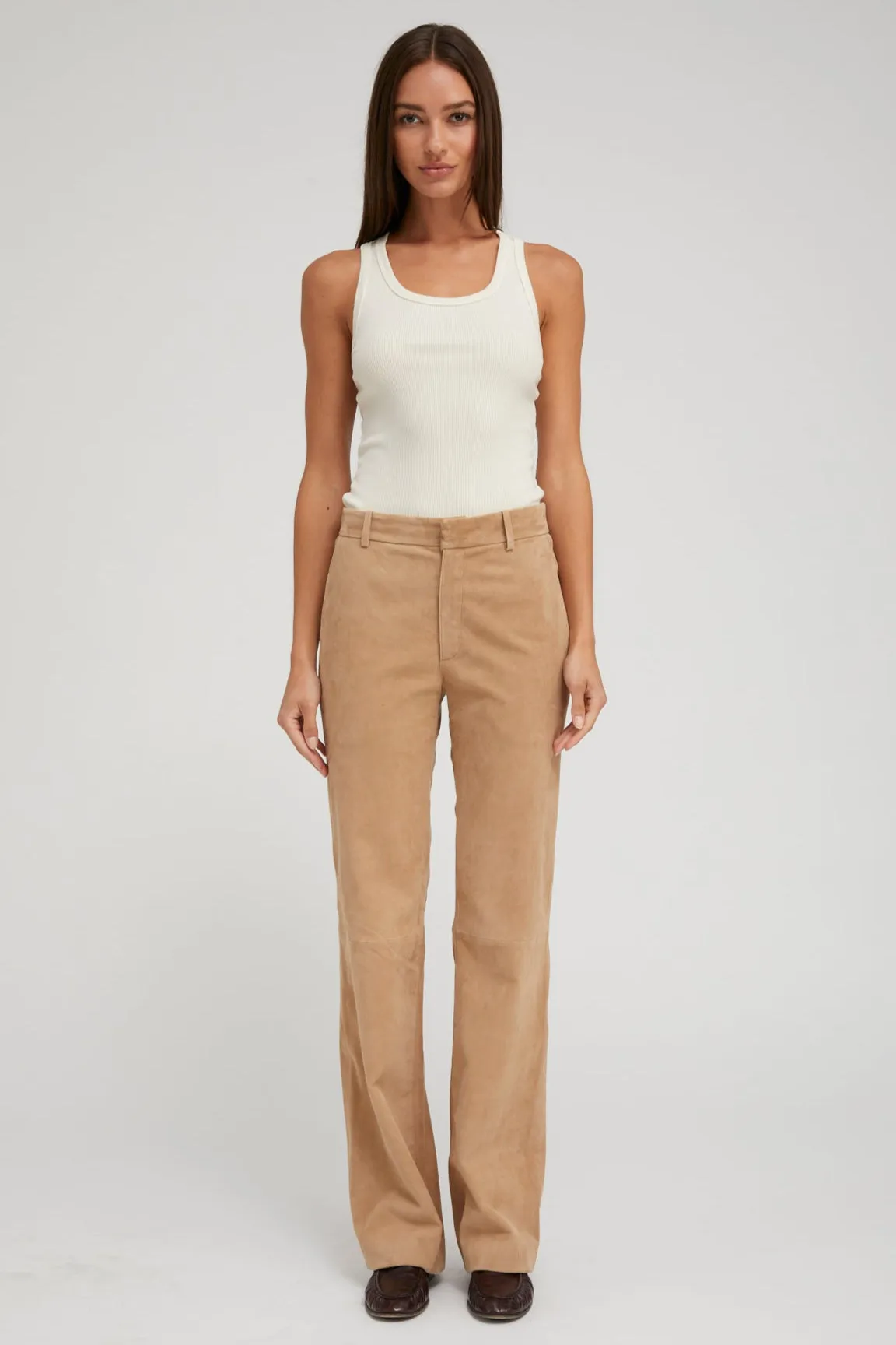 Stretch Fabric Sand Suede Classic Trousers