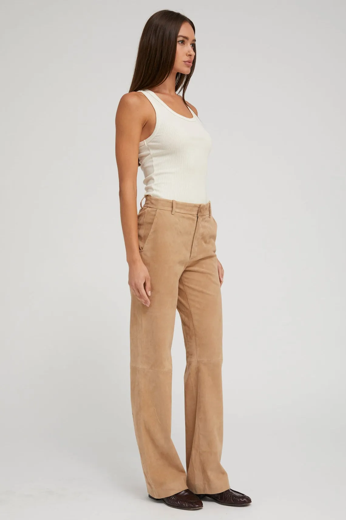 Modern Edge Sand Suede Classic Trousers
