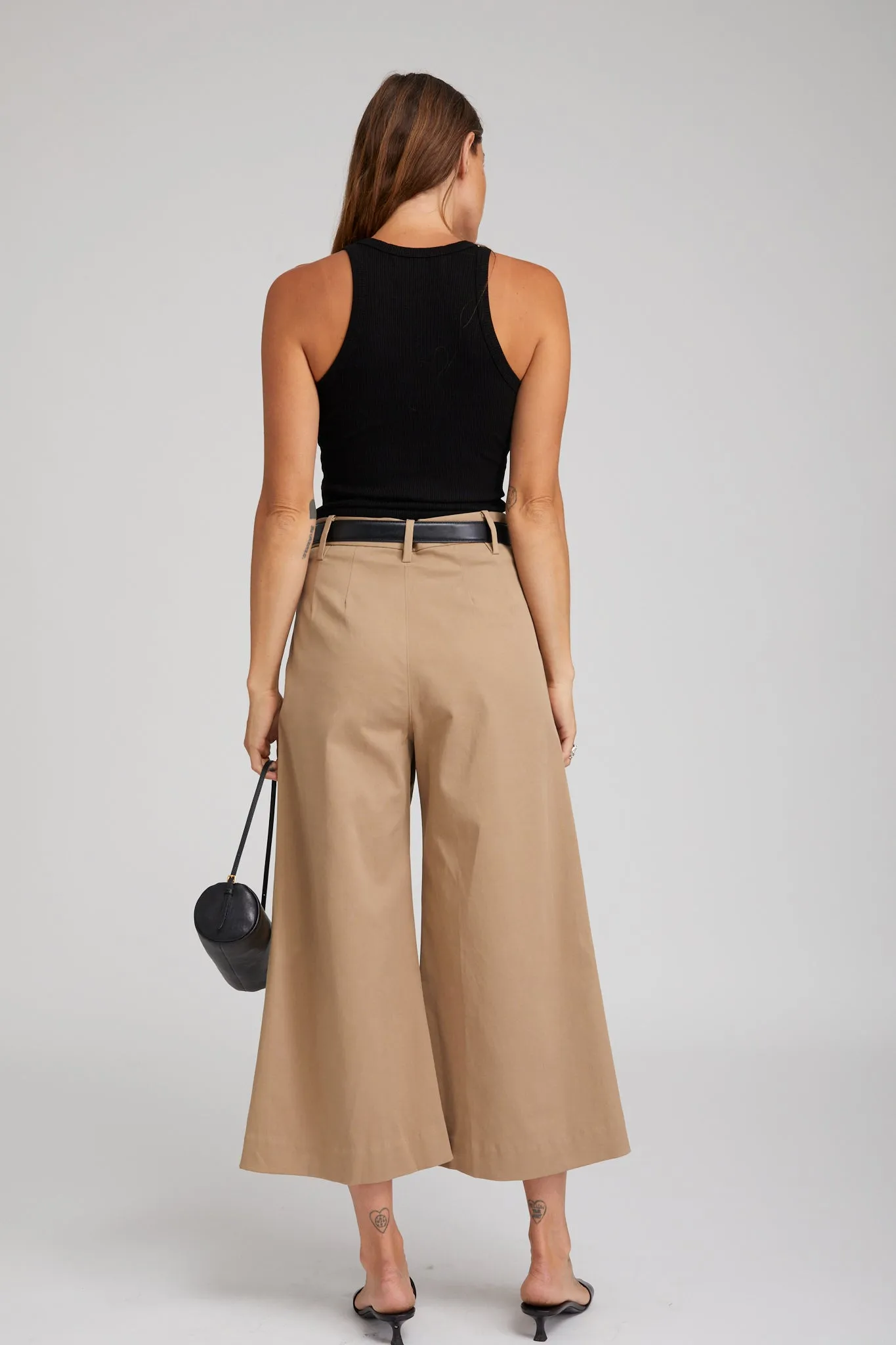 Sand Twill Culotte Trousers GussetedCrotch Fashionable Look