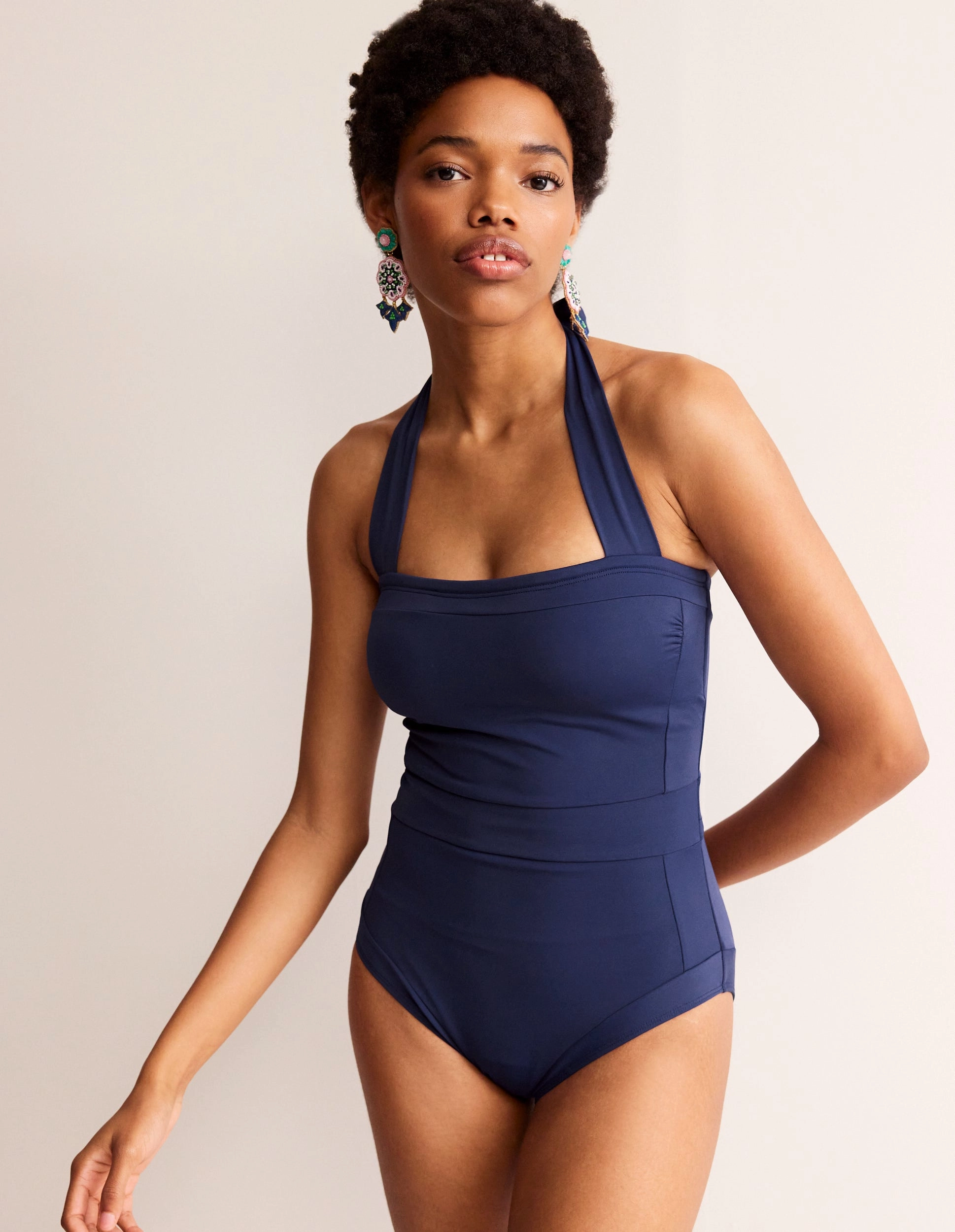 Santorini Halterneck Swimsuit-French Navy Water-resistant