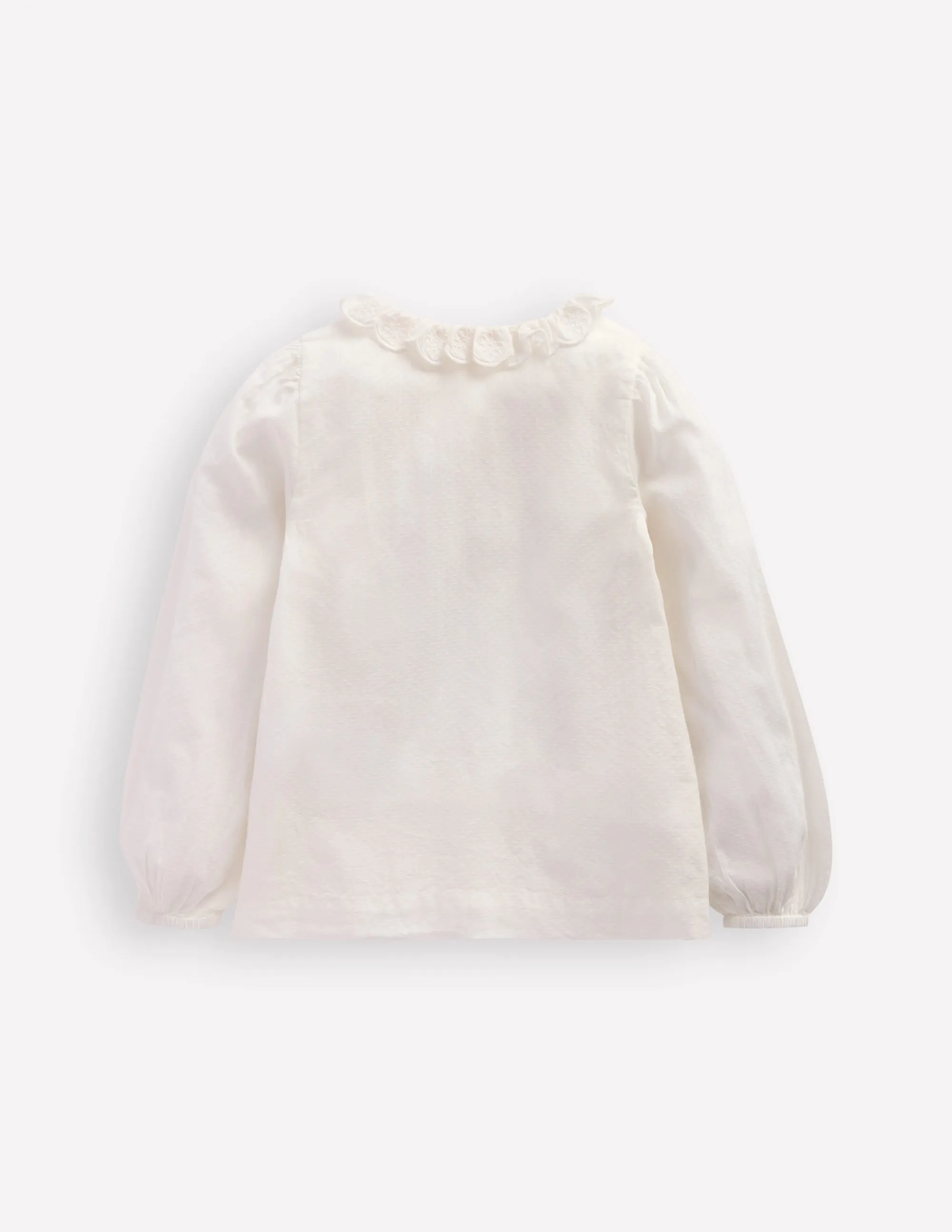 Luxurious Casual Touch Scalloped Collar Smocked Shirt-Soft Ivory